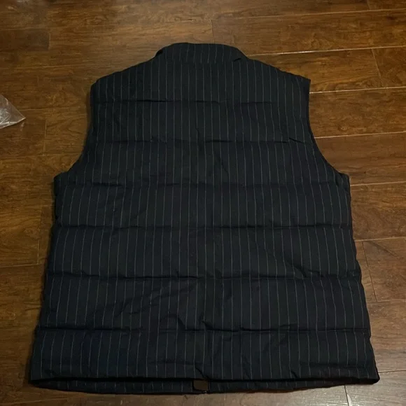 NWT Stafford Mens XL Quilted Vest Navy Stripe Full Zip Outdoor Casual Winter